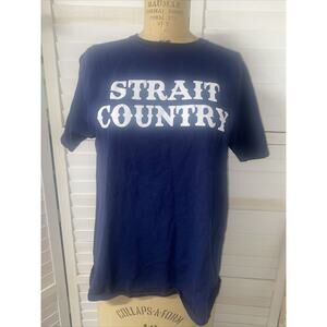 George Strait “Strait Country” Navy T Shirt Women’s Back Scissored Sz Small